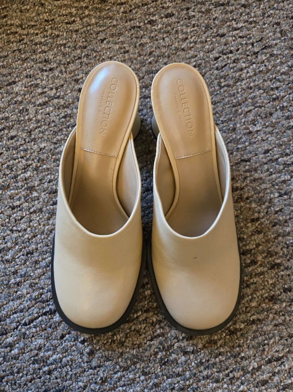 New Charles & Keith Collection Tan Leather Slip-On Mules